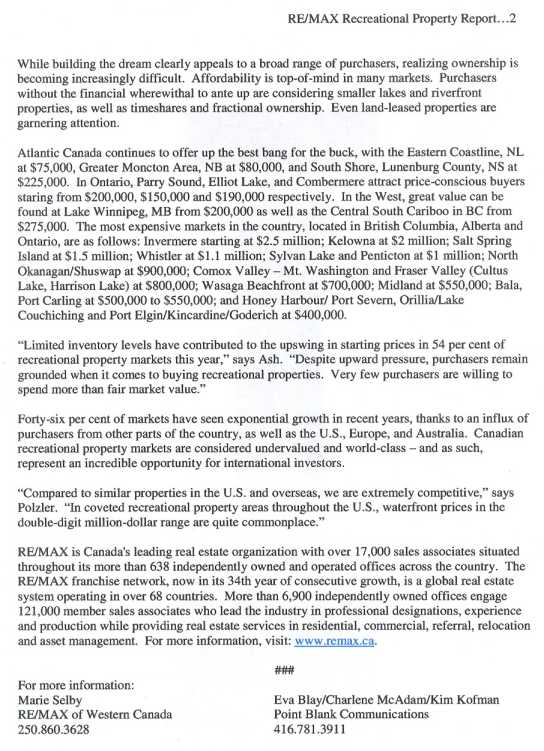 RE/MAX Press Release